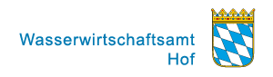 Zur Startseite des Wasserwirtschaftsamtes. Das Bild zeigt den Behördenschriftzug und das kleine Staatswappen des Freistaats Bayern
